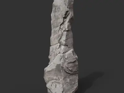 Gray Vertical Rock Modular 221120 - Ultra HD 16K Texture Low-poly 3D model