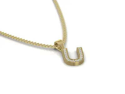 Pendant U horseshoe with diamonds 3D print model