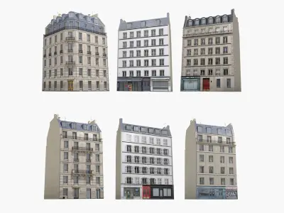 Paris House Collection Low-poly 3D model