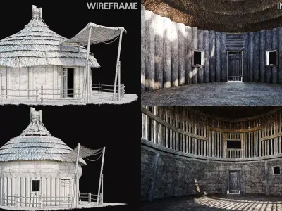 AFRICAN 01 with INTERIORS 4K TEXTURES Low-poly 3D model