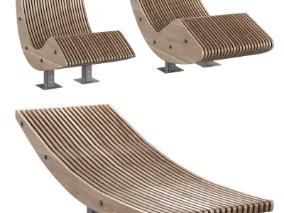 Park benches chaise lounge 3D model