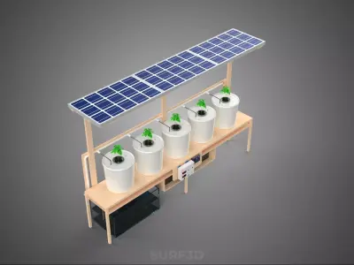 IOT SOLAR PANEL HYDROPONIC AEROPONIC PLANT DUTCH BUCKET SYSTEM 3D model