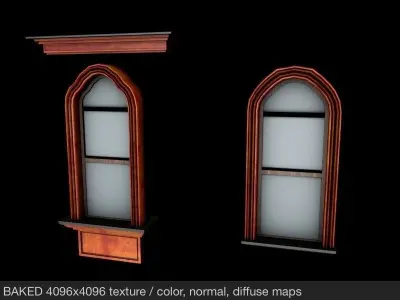 Old Elegant Historical Windows Low Poly Low-poly 3D model