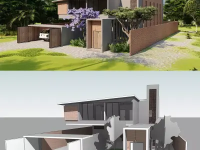 Revit modern house 3D model