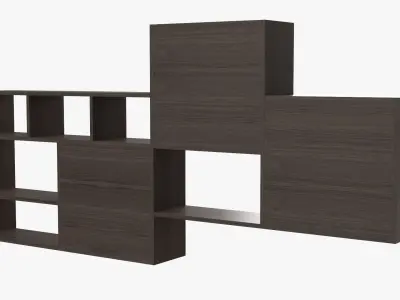 Hanging wooden shelf 02 3D model