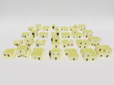 Desert House Pack Low-poly 3D model