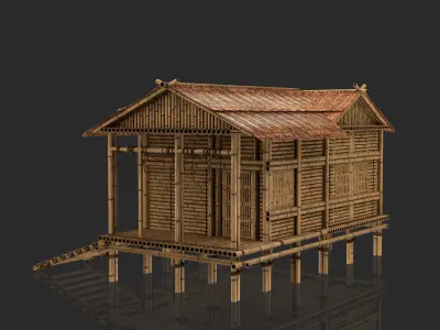 Bamboo House 2 - Jungle Hut 3D model