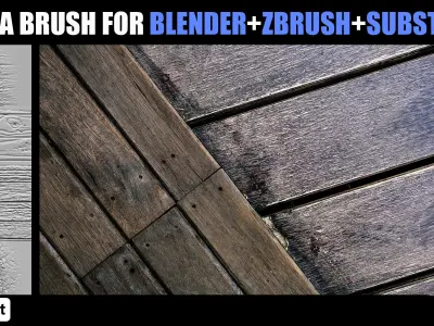30 Packs of Alpha Wood Brushes For Blender And ZBrush - Vol 01 3D model
