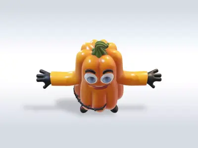 Cheerful Pumpkin Boy Halloween Character 3D model buy