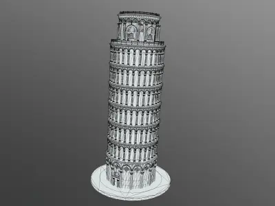 The Leaning Tower of Pisa Low-poly 3D model