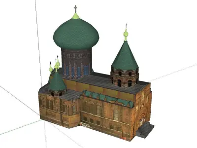 Architecture-Religion-God-Culture-Temple-019 church with two ... 3D model