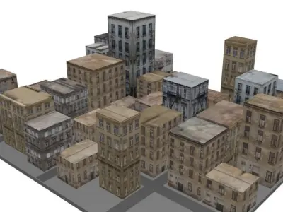 Building Pack Collection Low-poly 3D model