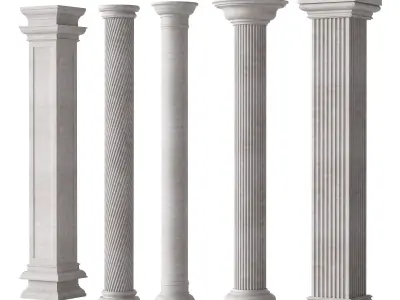 Marble Quintet Columns with Classic Design 3D model