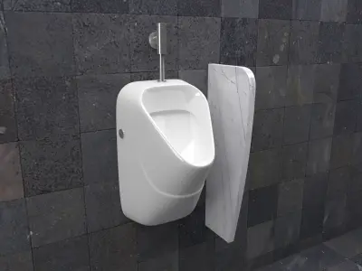 Collection Urinal 3 on tiled wall 3D Model Pack