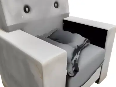 Industrial Concrete Armchair Grey Fabric Low-poly 3D model