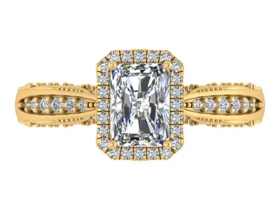 Radiant-Cut Blue Gemstone Engagement Ring 3D print model