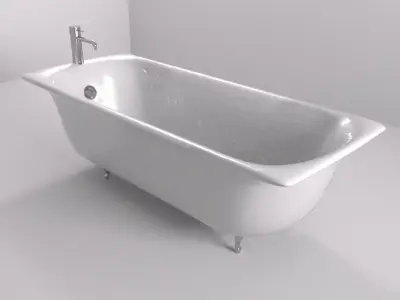 bathtub with feet faucet and drain plugs Low-poly 3D model