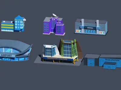 Building low Poly Pack  Low-poly 3D model