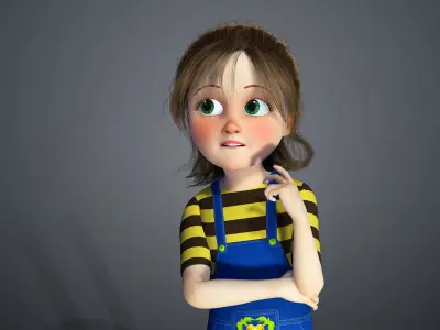 Cartoon Girl - Stylish Rigged Character  3D model