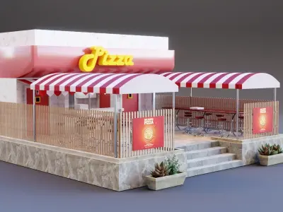 CARTOON PIZZA SHOP 3D model