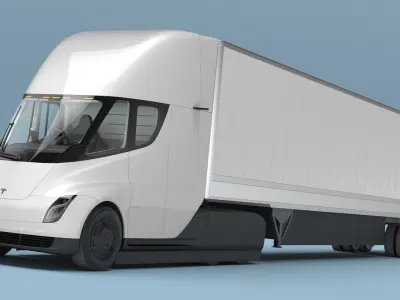  Tesla Semi Electric Truck with Cargo Trailer Rigged 