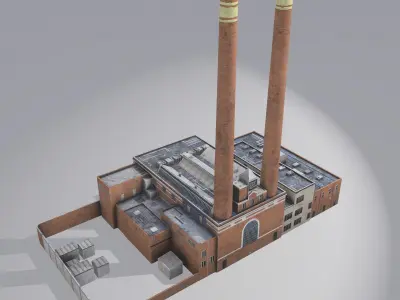 Spokane Steam Plant Low-poly 3D model