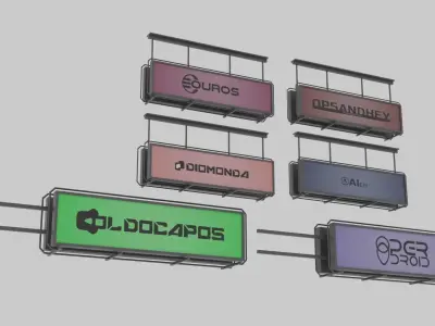 Cyberpunk Signs Low-poly 3D model