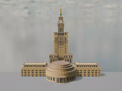 Palace of Culture and Science Low-poly 3D model