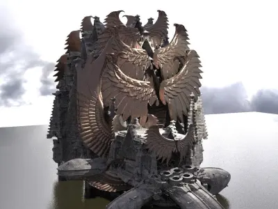 Floating Angel monolith Sci-fi Base Hive 3D model