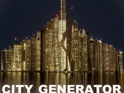 Building Skyscraper City Town Downtown Street Futuristic Utopia Low-poly 3D model 17