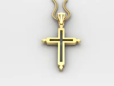 High Cross Pendant Light Gold 18K 4CP054 3D print model