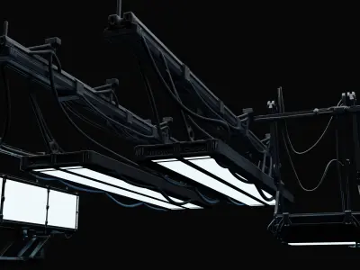 Concert Stage Lights Truss System Set of 3 3D model