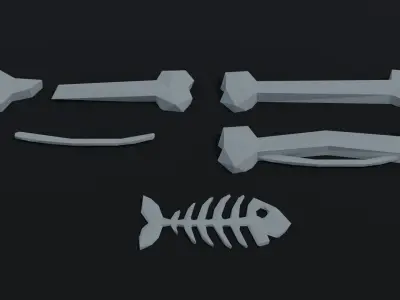 Cartoon bones Polygonal Style Low-poly 3D model