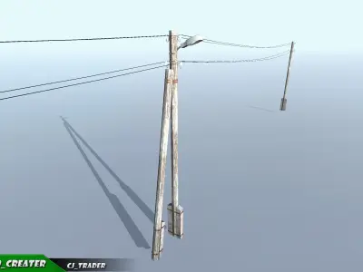 Lowpoly Modular Power line Set 3D model Low-poly 3D model