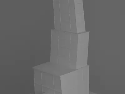 Low poly tower square building Low-poly 3D model