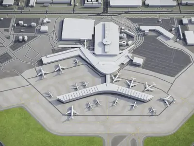 Houston William Hobby Airport Low-poly 3D model