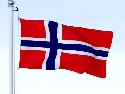 Animated Norway Flag Low-poly 3D model