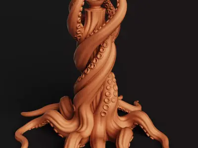 Kraken Tentacle Lamp Stand  Cthulhu Octopus Light Base 3D print model