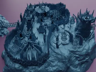 Modular Goblin Camp Tabletop Terrain 28 mm 3D print model