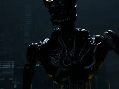 Rigged spider bot in abondoned style 3D model