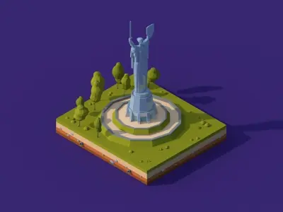 Cartoon Lowpoly Motherland Monument Low-poly 3D model