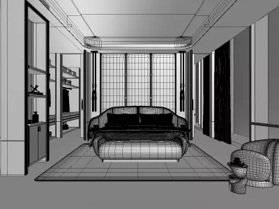 Bedroom interior scenes Low-poly 3D model