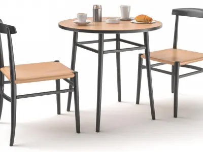  Coffee Shop Or Restaurant Table Set 3D Model 