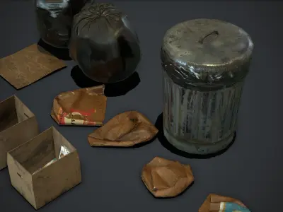 Garbage and Trash Props pack for games Low-poly 3D model