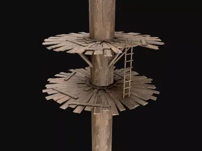 Wooden Tree House Shelters and Platforms 6  Low-poly 3D model
