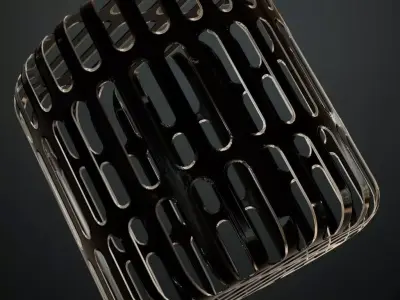 Black Glossy Metal Grille Panel PBR SEAMLESS Texture