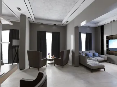 Hotel Suite Room and Lounge 3D model