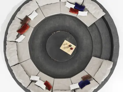 Curved sofa-outdoor 3D model