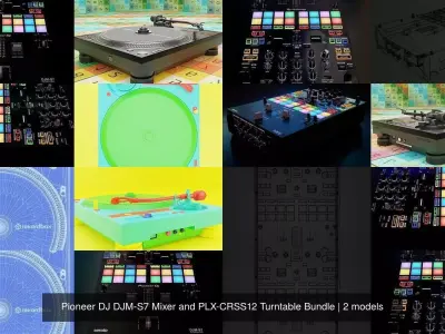 Pioneer DJ DJM-S7 Mixer and PLX-CRSS12 Turntable Bundle 3D Model Pack