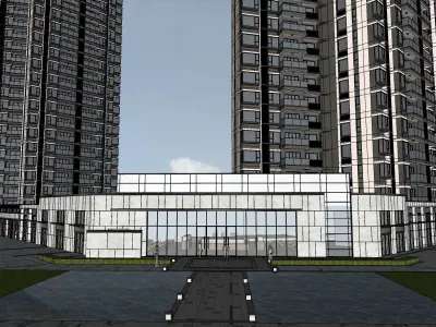 Architecture exterior facade retail shopping mall 3d model 3D model